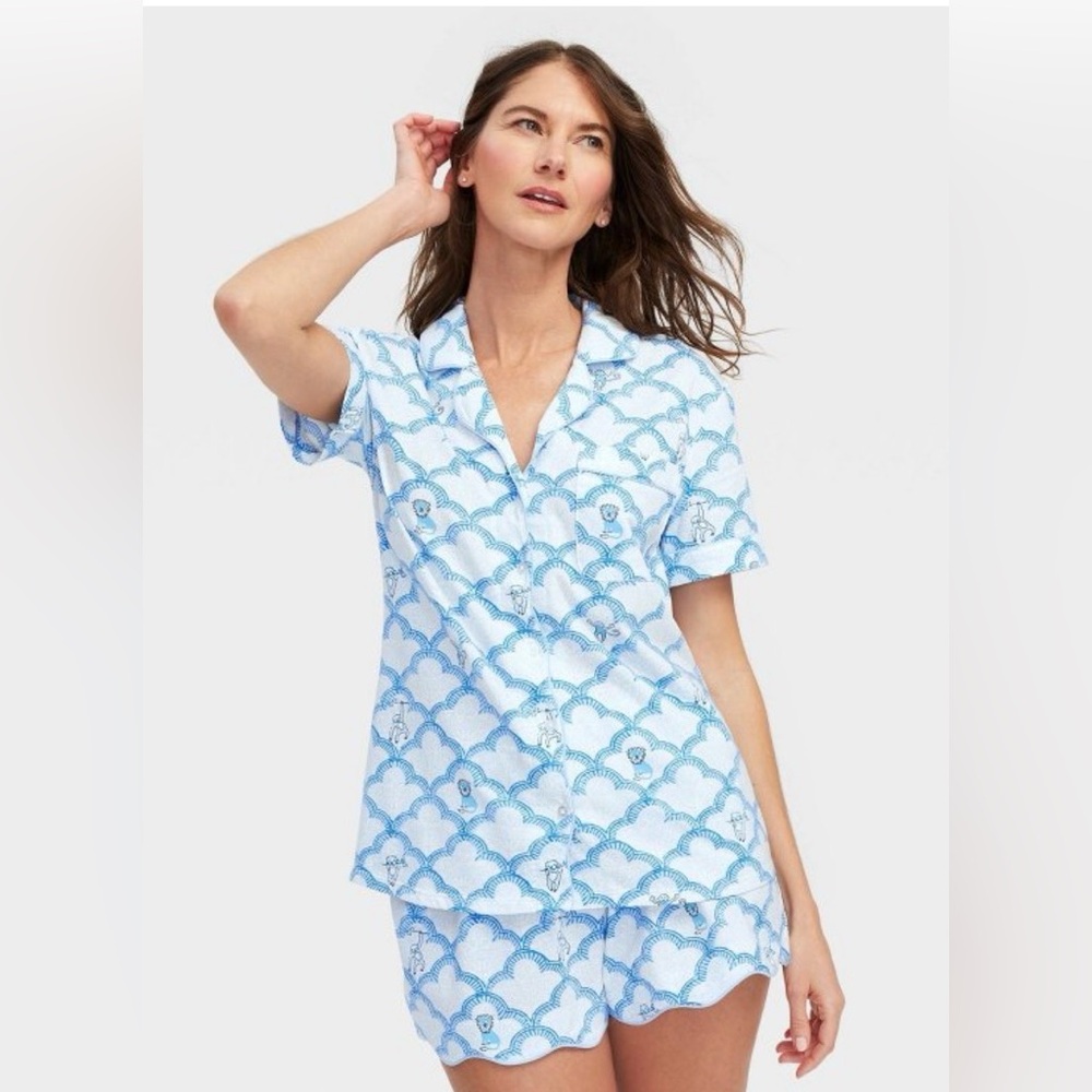 Target x Roller Rabbit Geo Trellis Blue and White Pajama Set
